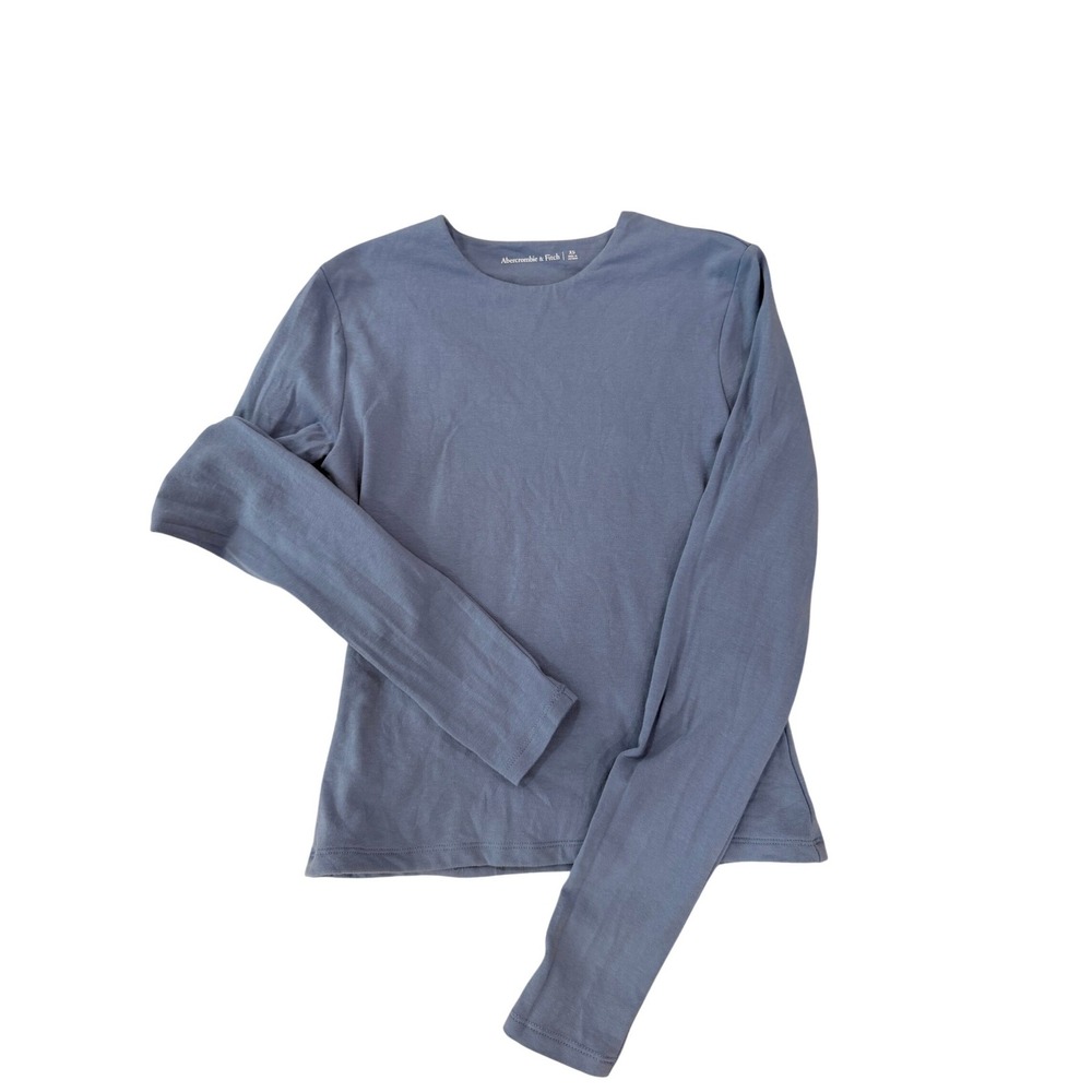 Abercrombie & Fitch Double-Lined Long-Sleeve Baby Tee Blue XS Slim Fit Top